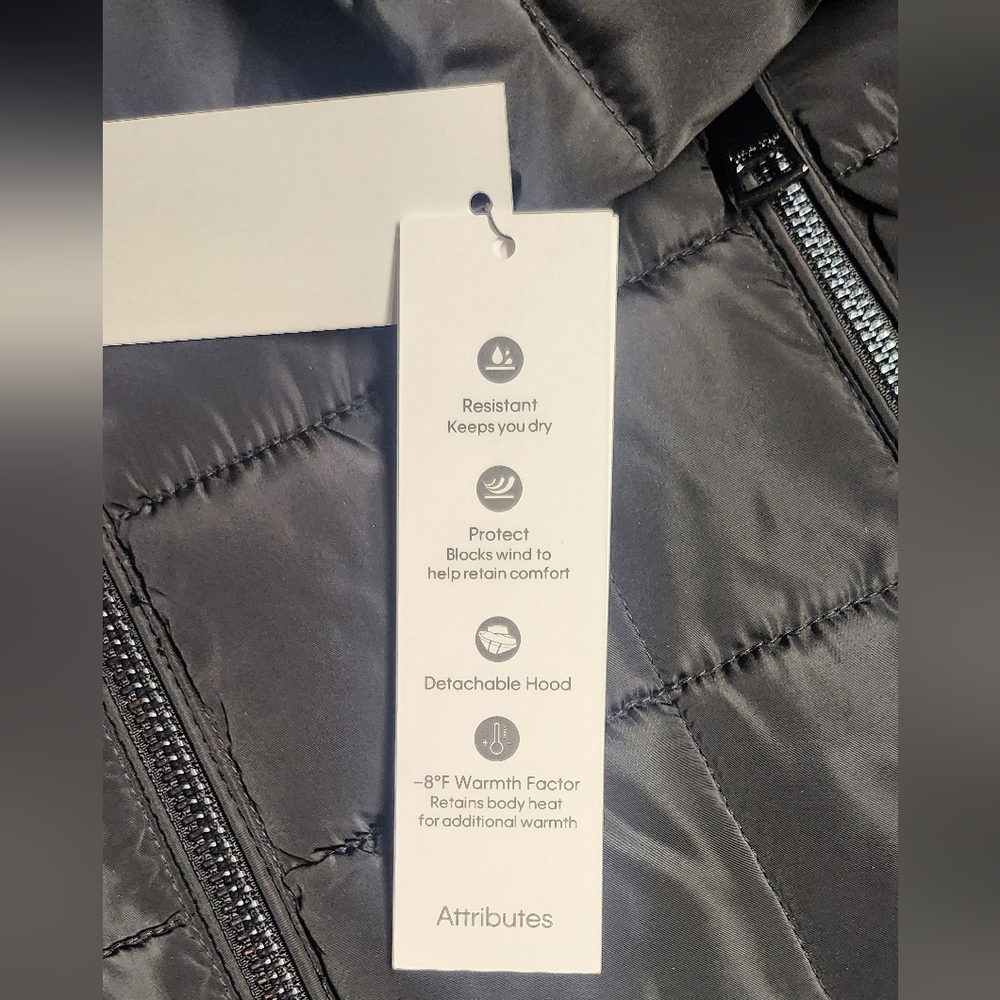 Women Calvin Klein Hooded Stand Collar Long Puffer Coat Black Medium MSRP $285 - Picture 13 of 16